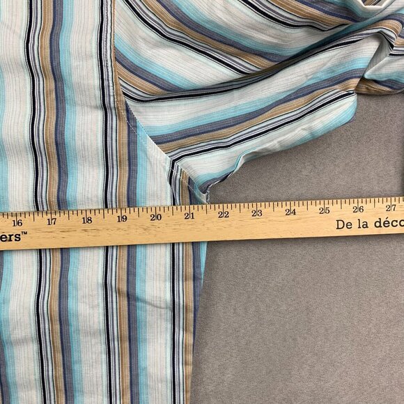 Diesel Mens Shirt Large White Blue Vertical Striped Button Up Long Sleeve - Picture 5 of 7